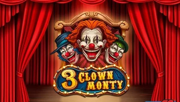 Three Clown Monty - Interactive card game featuring colorful clown characters and engaging shell game mechanics